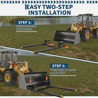 Garvee 65" Clamp on Pallet Forks with Adjustable Stabilizer Bar, Heavy Duty 6000Lbs Tractor Pallet Forks, Tractor Bucket Forks for Loader Bucket Skid Steer Tractor，Yellow
