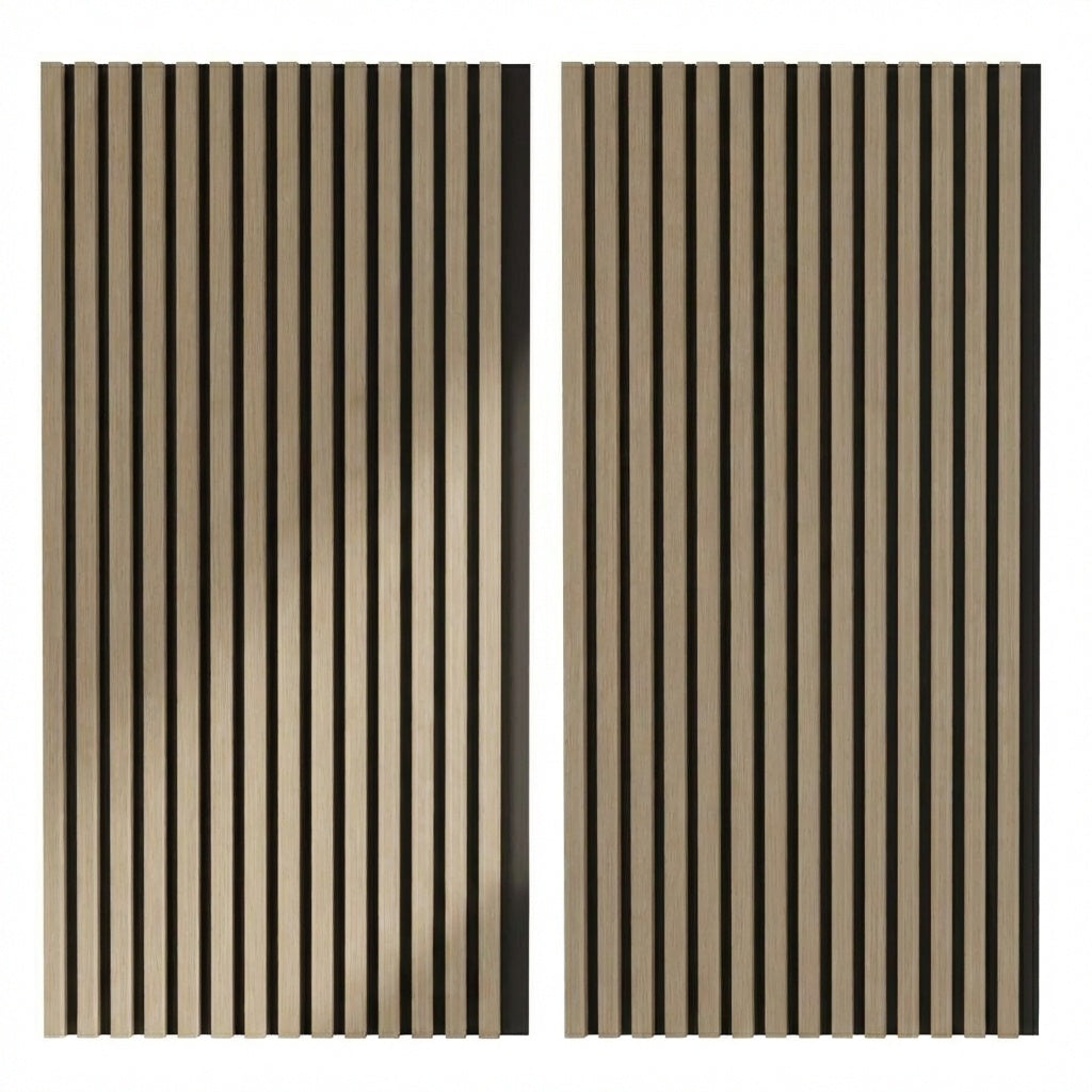Garvee Set of 2 Modern 3D Fluted Acoustic Wood Slat Wall Panels 47.2" x 23.6" Soundproof Decorative Panels for Home Theater, Office, Studio and Interior Walls, Walnut