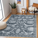 Garvee Washable 5x7 Area Rug, Ultra-Thin Soft Vintage Indoor Rug for Bedroom Living Room or Dining Room, Non-Slip Throw Rug Foldable Carpet for Entry Office Playroom, Grey - Gray