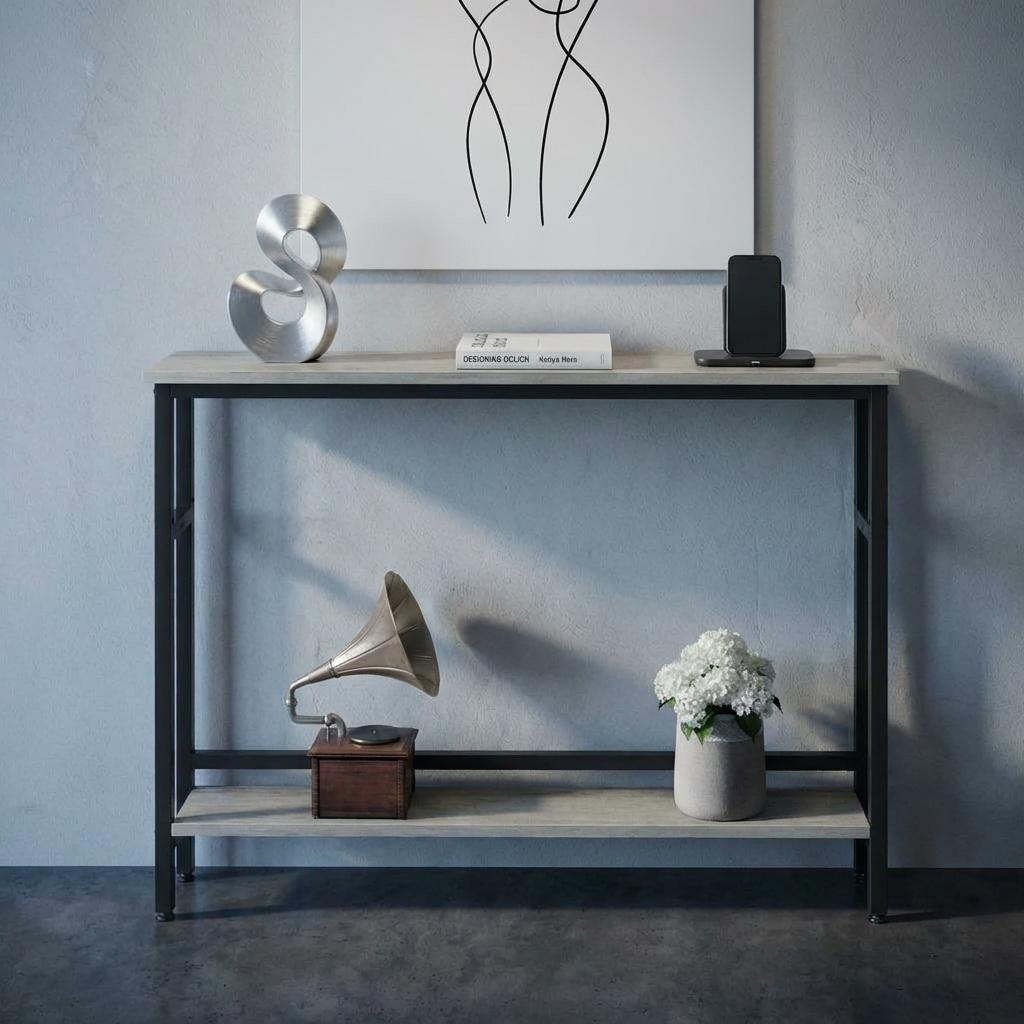 Garvee Slim Console Table 5.9" Narrow Sofa Table, 2 Tier Skinny Console Table with Adjustable Shelf, Slim Behind Couch Table for Living Room, Entryway, Hallway, Foyer - Grey