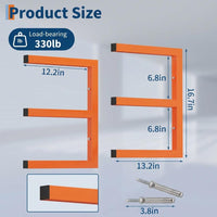 Garvee Heavy Duty Steel Lumber Storage Rack Set – 3-Tier Wall Mounted Organizer Shelf – 1200LBS Total Capacity – Space Saving for Garage, Rack, Workshop – Easy Installation – Orange – 4 Pack