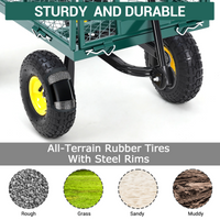 Garvee Heavy Duty Steel Garden Cart 550 LBS Load 3-in-1 Design 10" Pneumatic Tires 180° Rotating Handle Removable Sides for Farm Yard