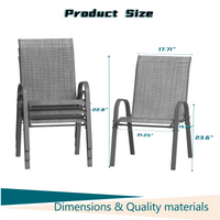 Garvee Outdoor Stackable Chairs Set of 4 - Patio Dining Sling Chairs with Textilene Fabric for Patio, Deck, Backyard, Light Grey