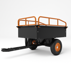Garvee Heavy Duty ATV Trailer Steel Dump Cart 750 LBS Load 15 Cu Ft Volume Reinforced Steel Removable Sides 16" Air Tires Garden Utility - Black & Orange