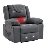 Garvee Manual Massage Recliner Chair with Heating for Adult, PU Leather Recliner Chairs Single Sofa with Side Storage Pockets and Remote Control, Suitable for Living Room/Bedroom, Gray - Gray