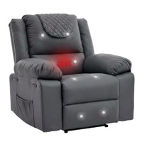 Garvee Manual Massage Recliner Chair with Heating for Adult, PU Leather Recliner Chairs Single Sofa with Side Storage Pockets and Remote Control, Suitable for Living Room/Bedroom, Gray