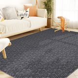 Garvee 10x13 Large Anti-Slip Modern Farmhouse Area Rug Washable Non-Shedding Braided Print Throw Rug Foldable Low Pile Soft Indoor Accent Rug for Playroom Office Bedroom, Black - Black