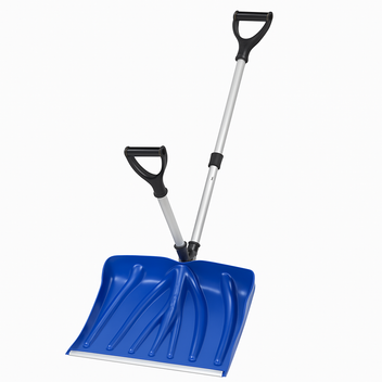 Garvee 17.7"W X 12.6"H Ergonomic Snow Shovel – Aluminum-Edged Blade with Assisted D-Ring Handle – Lightweight Snow Pusher for Patio, Garden, Yard – Blue Shovel with Silver Pole