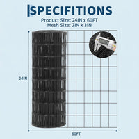 Garvee Black PVC Coated Welded Wire Fence 16GA 2"x3" Anti-Rust Durable Vinyl Coating 24"x60' Roll for Yard Garden Poultry Protection