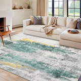 Garvee Modern Abstract Area Rugs Machine Washable Rug Contemporary Office Carpet Indoor Non-Slip Non-Shedding Floor Cover for Dining Room Living Room Bedroom - Green/Yellow