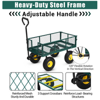 Garvee Heavy Duty Steel Garden Cart 550 LBS Load 3-in-1 Design 10" Pneumatic Tires 180° Rotating Handle Removable Sides for Farm Yard