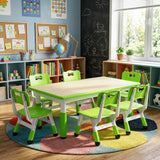 Garvee Kids 7 in 1 Table & Chairs Set in Ergonomic Design, Height Adjustable, Max 300lbs for Home & Classroom Use, Green - Green