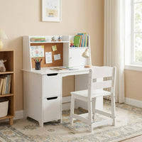 Garvee White Study Desk and Chair Set with Storage - Kids' Learning Table for Boys and Girls, Ages 3-10