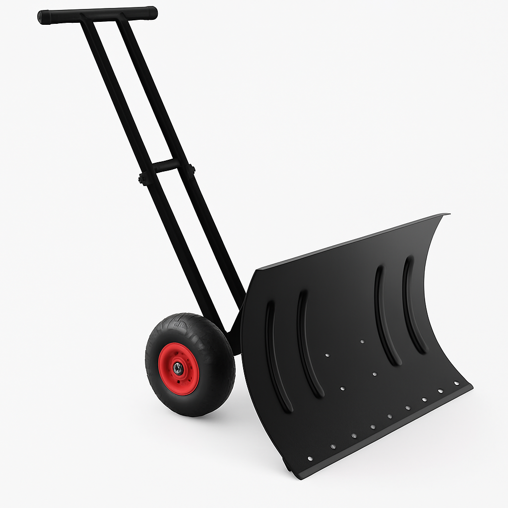 Garvee 29"Snow Pusher Shovel with Wheels,Heavy Duty Steel Snow Shovel with Wheels,Angled Blade Efficient Snow Removal With5-Position Angled Blade & Adjustable Handle for Doorway, Sidewalk