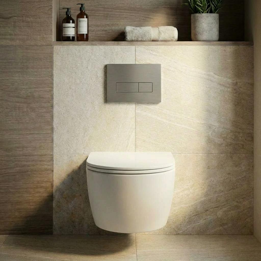 Garvee Modern Slim Wall-Mounted Toilet, Ultra Thin Cover Easy Clean Ceramic , Durable and Space Saving Design, White