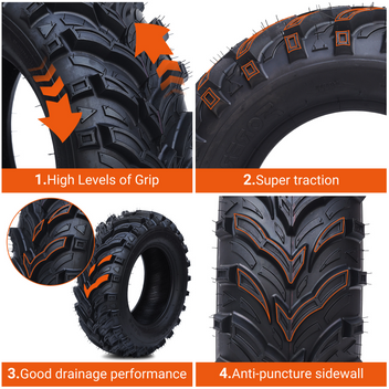 Garvee Set of 2 ATV Trail Tires 6PR Knobby Sport Tires, Tubeless - AT25x8-12-6PR TL MARS