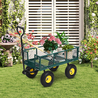 Garvee Heavy Duty Steel Garden Cart 550 LBS Load 3-in-1 Design 10" Pneumatic Tires 180° Rotating Handle Removable Sides for Farm Yard