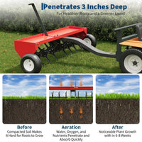 Garvee Heavy-Duty Steel Tow-Behind Lawn Plug Aerator – 48 Inch Global Hitch – Tractor Soil Aeration Attachment – Red – 48 Inch|Red