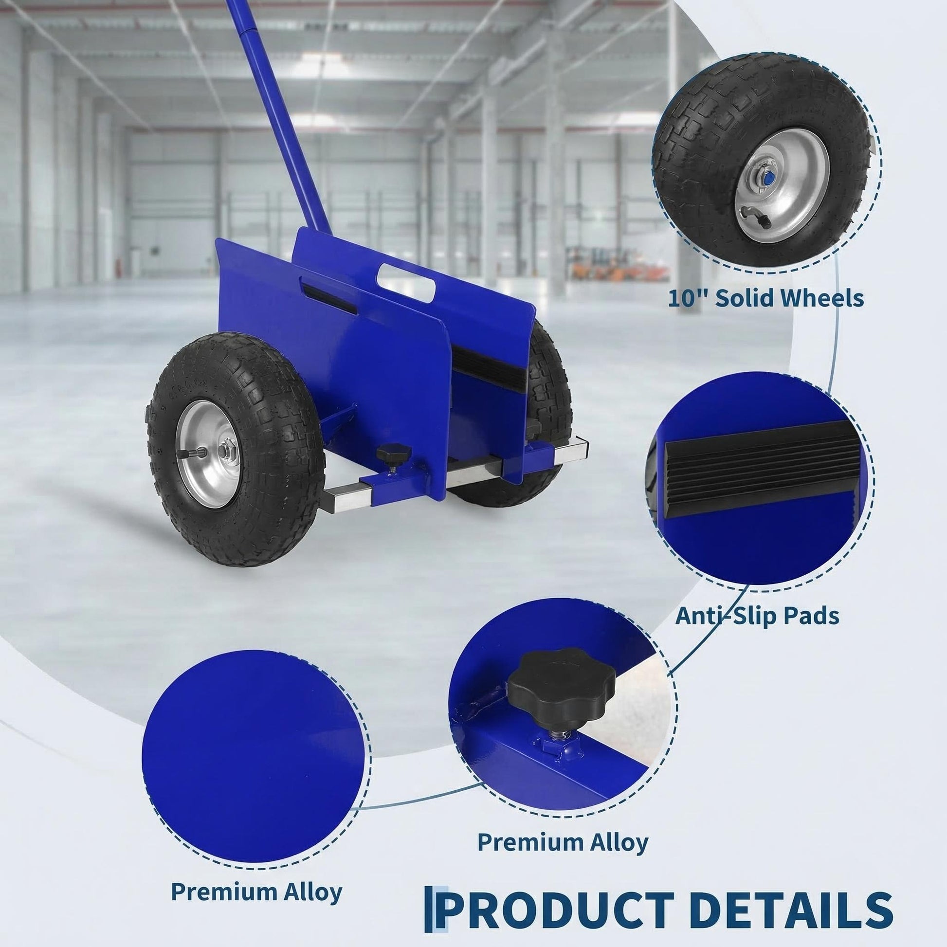 Garvee Panel Dolly Cart, 2Pcs 660 lb Heavy-Duty Sheetrock Dolly with 10" Rubber Wheels, Blue