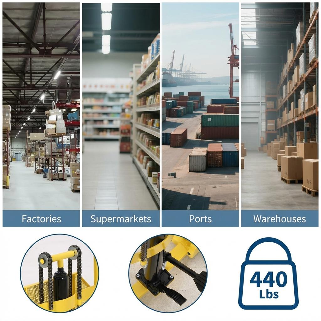 Garvee Hydraulic Material Lift, 440Lbs 36" Max Lift, Pallet Stacker Winch Stacker, Forklift, Truck Dolly, Pallet Jack, with Steel Platform, Yellow