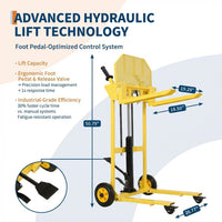 Garvee Hydraulic Material Lift, 440Lbs 36" Max Lift, Pallet Stacker Winch Stacker, Forklift, Truck Dolly, Pallet Jack, with Steel Platform, Yellow