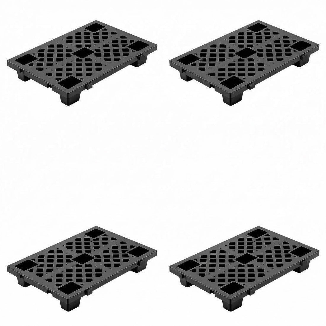 Garvee Heavy Duty Interlinked Plastic Pallet, Stackable Lightweight HDPE, Ventilated Grid, Waterproof & Damp-Proof, Material Handling for Warehouse, Garage, Black, 4 Pack, Specs: 4 pieces Black