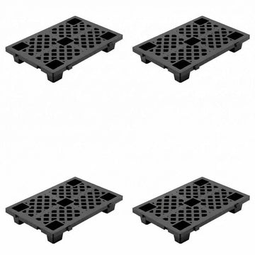 Garvee Heavy Duty Interlinked Plastic Pallet, Stackable Lightweight HDPE, Ventilated Grid, Waterproof & Damp-Proof, Material Handling for Warehouse, Garage, Black, 4 Pack, Specs: 4 pieces Black
