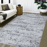 Garvee Medallion & Damask Grey 5x7 Washable Area Rugs for Living Room, Soft Vintage Damask Distressed Large Bedroom Rug Foldable Low Pile Indoor Floor Carpet, Boho Abstract Non-Slip Throw Rugs for Bedroom Dining Room - Gray