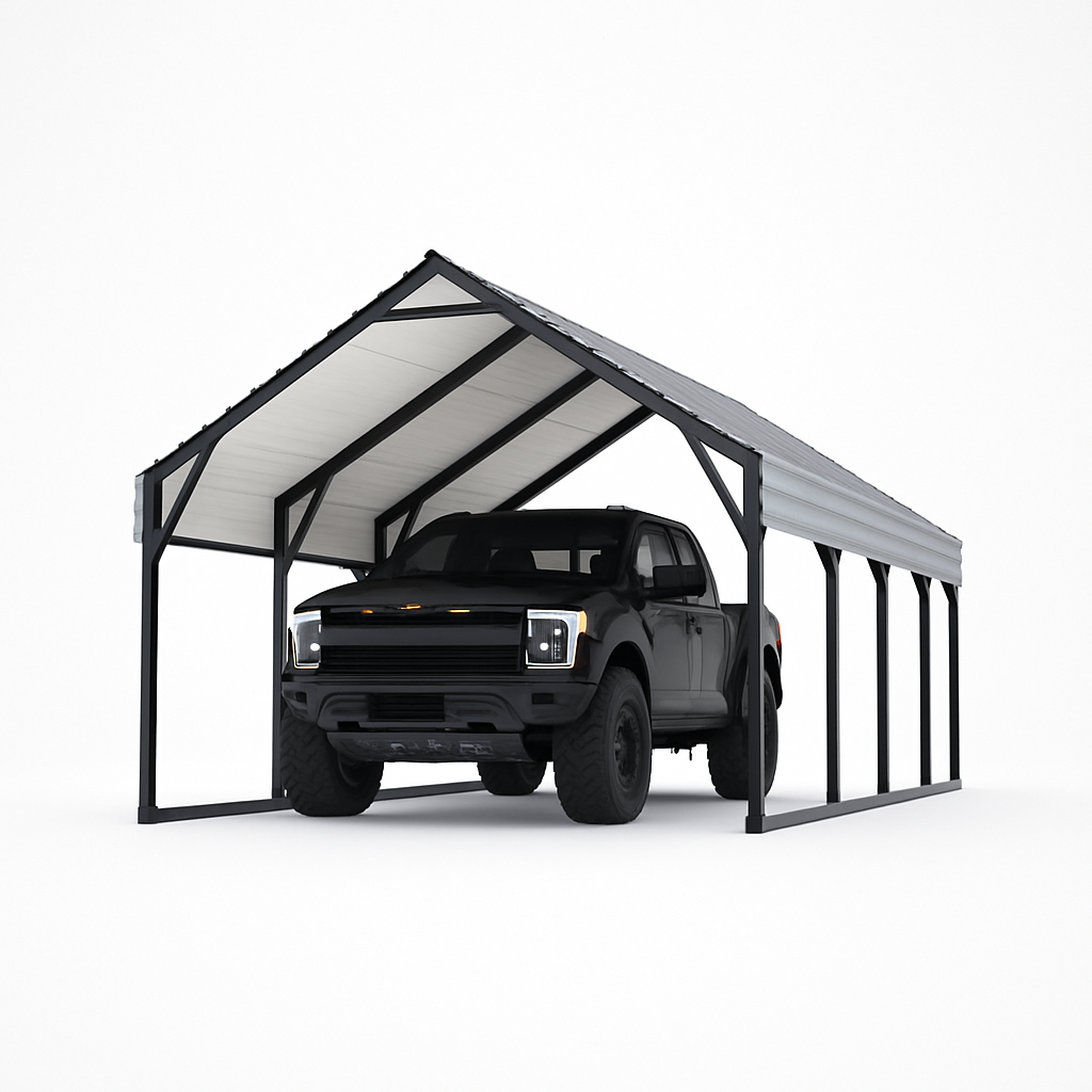 Garvee 12x25 FT Metal Carport Oversized Reinforced Frame Steel Roof Rust-Resistant Triple Coated All-Weather Shelter for Trucks Boats Tractors