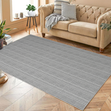 Garvee Modern Grey 5x7 Area Rugs, Boho Striped Print Living Room Rugs Soft Ultra Thin Non-Slip Washable Dining Room Rug Modern Bedroom Throw Rugs Indoor Floor Carpet - Gray