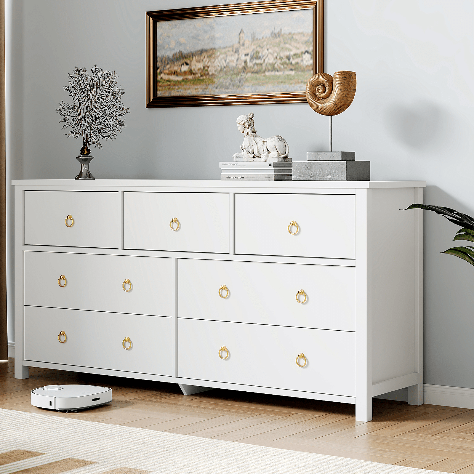 white dresser with gold hardware 4 Drawer Dresser, Chest of Drawers Handle & Wide Drawers, 35.8" Tall Storage Cabinet - Bed Bath & Beyond 47.2 L x 15.7 W x 27.6 H Drawer Dimensions SOLD *** This vintage dresser