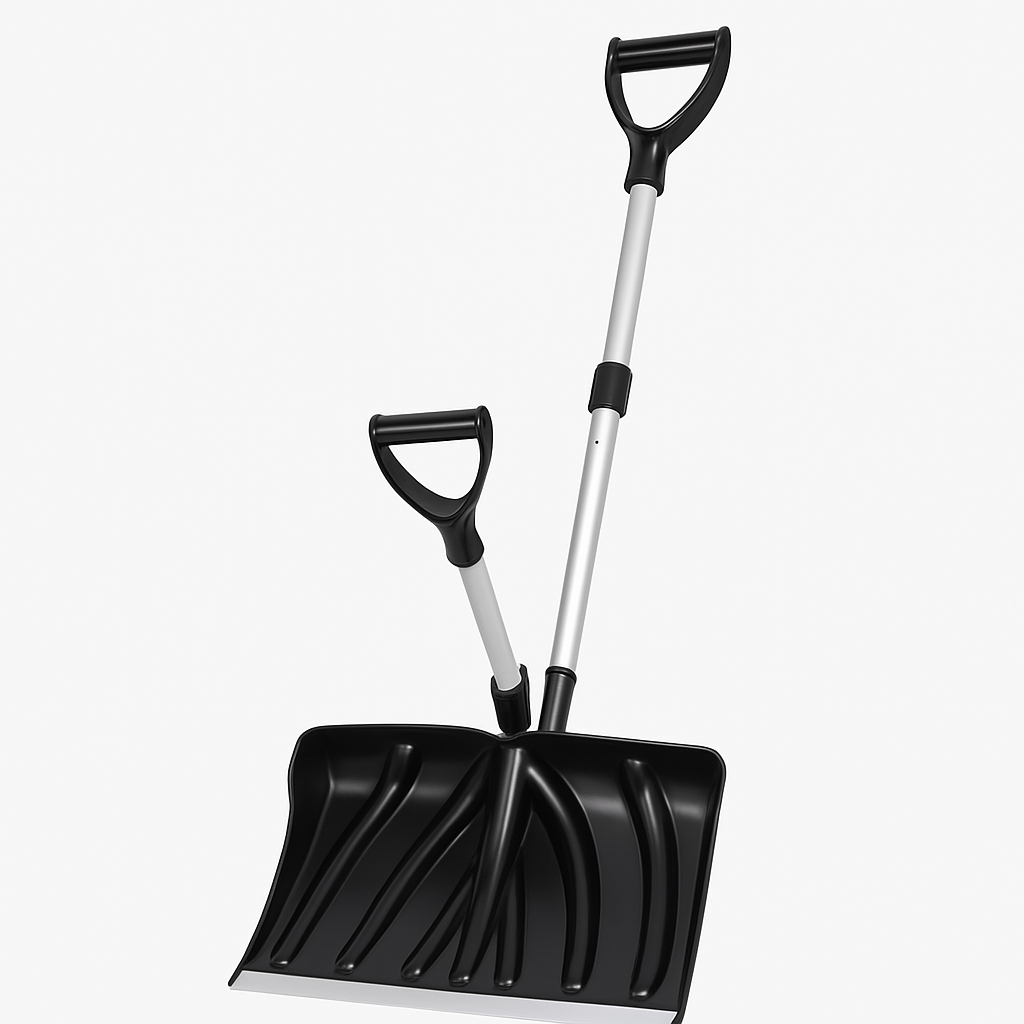Garvee Ergonomic Dual D-Ring Snow Shovel – 18" Wide Blade with Aluminum Edge – Lightweight Snow Removal Tool for Driveway, Walkway, Car, Yard – Black Shovel with Silver Rod
