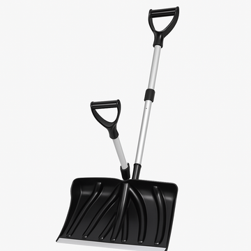 Garvee 17.7"W X 12.6"H Ergonomic Dual D-Ring Snow Shovel – 18" Wide Blade with Aluminum Edge – Lightweight Snow Removal Tool for Driveway, Walkway, Car, Yard – Black Shovel with Silver Rod