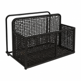 Garvee 2-Tier Rolling Pool Storage Basket – PE Rattan Outdoor Organizer with Locking Wheels for Floaties, Beach Toys & Patio Accessories – Sturdy Steel Frame, Water-Resistant Design, Black Brown - New structure Black Brown
