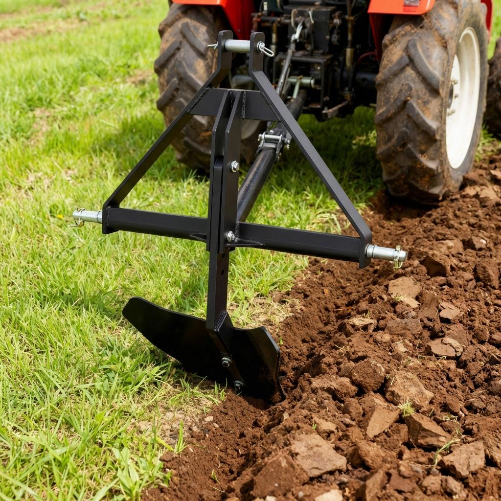 Garvee Heavy Duty Middle Buster Plow for Category 1, 3-Point Quick Hitch Tractor – Adjustable Subsoiler for Furrowing, Root Crop Harvest, Soil Breaking, Irrigation – Powder-Coated Steel Attachment, Black