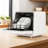 Garvee Portable Countertop Dishwasher with 6 Programs & Hot Air-Dry – Compact Energy-Saving for Apartments, RVs, Dorms – White