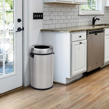 Garvee 17 Gallon Open Top Trash Can, Commercial Grade Heavy Duty Brushed Stainless Steel Outdoor Trash Can, Large Kitchen Trash Can, Silver