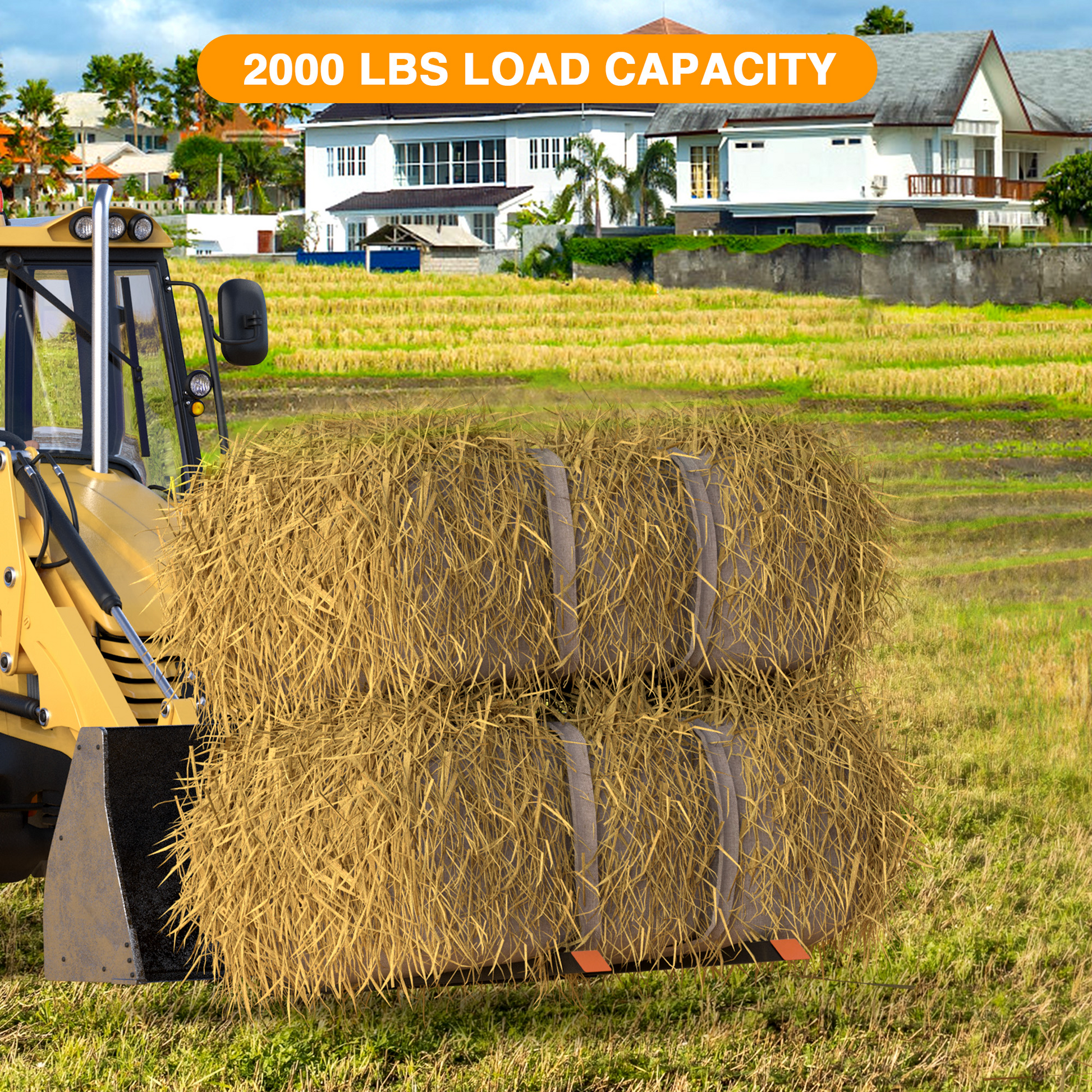 Garvee 43" 2000lbs Fork lift attachments, Clamp on Pallet Forks, Heavy Duty Quick Attach Bucket Fork for Tractor Bucket Loader Skid Steer with Adjustable Stabilizer Bar (13"-23")