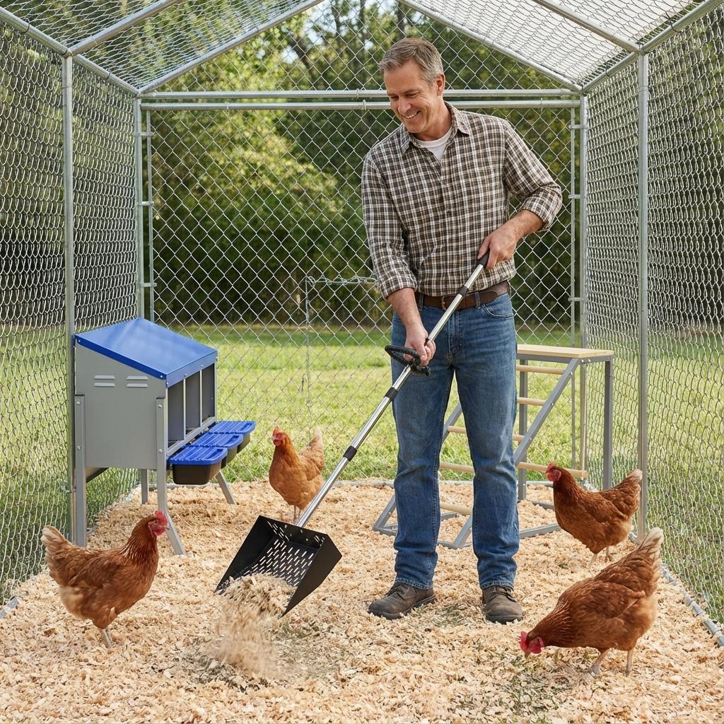 Garvee All-in-One Backyard Chicken Coop Starter Kit: Predator-Proof Walk-In Poultry Run, Roll-Away Nesting Box, Climbing Gym & Adjustable Cleaning spatula - Comfort for 1-4 Hens