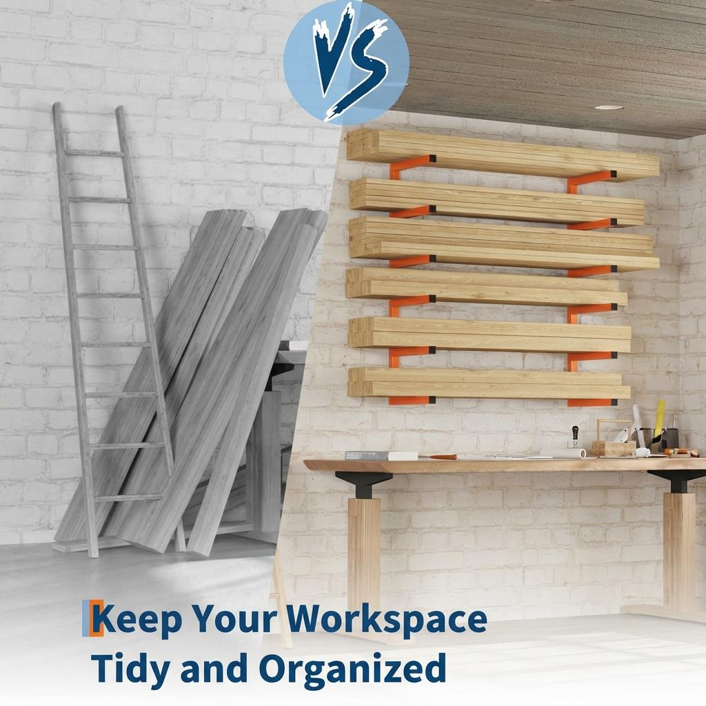 Garvee Heavy Duty Steel Lumber Storage Rack Set – 3-Tier Wall Mounted Organizer Shelf – 1200LBS Total Capacity – Space Saving for Garage, Rack, Workshop – Easy Installation – Orange – 4 Pack