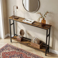 Garvee Slim Console Table 5.9" Narrow Sofa Table, 2 Tier Skinny Console Table with Adjustable Shelf, Slim Behind Couch Table for Living Room, Entryway, Hallway, Foyer - Rustic Brown