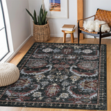 Garvee 10x13 Area Rug for Living Room, Vintage Large Washable Bedroom Carpet, Ultra-Thin Soft Non-Slip Indoor Rug for Bedroom Dining Room, Black/Rust - Red Black