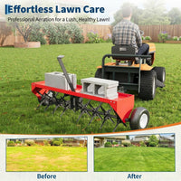 Garvee Heavy-Duty Steel Tow-Behind Lawn Plug Aerator – 48 Inch Global Hitch – Tractor Soil Aeration Attachment – Red – 48 Inch|Red