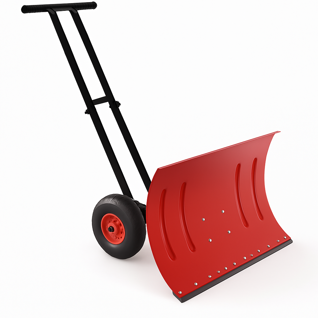 Garvee 29"W X 16.5"H Snow Pusher Shovel with Wheels,Heavy Duty Steel Snow Shovel with Wheels,Angled Blade Efficient Snow Removal With5-Position Angled Blade & Adjustable Handle for Doorway, Sidewalk