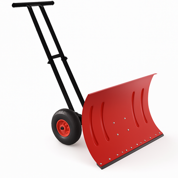 Garvee 29"W X 16.5"H Snow Pusher Shovel with Wheels,Heavy Duty Steel Snow Shovel with Wheels,Angled Blade Efficient Snow Removal With5-Position Angled Blade & Adjustable Handle for Doorway, Sidewalk