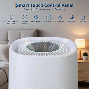 Garvee HEPA Air Purifier for Home – Washable Double-Sided Carbon Filters, Captures 99.97% of 0.1 Micron Particles, Ideal for Large Rooms & Pet Hair, Up to 1000 Sq Ft, White
