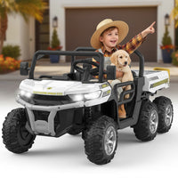 Garvee Ride - P Series: 2-Seater Ride on Car,6X6 24V Kids Ride On Dump Truck with Remote Control Electric Utility Vehicles UTV Battery Powered 6 Wheeler, for 3 years and up - White