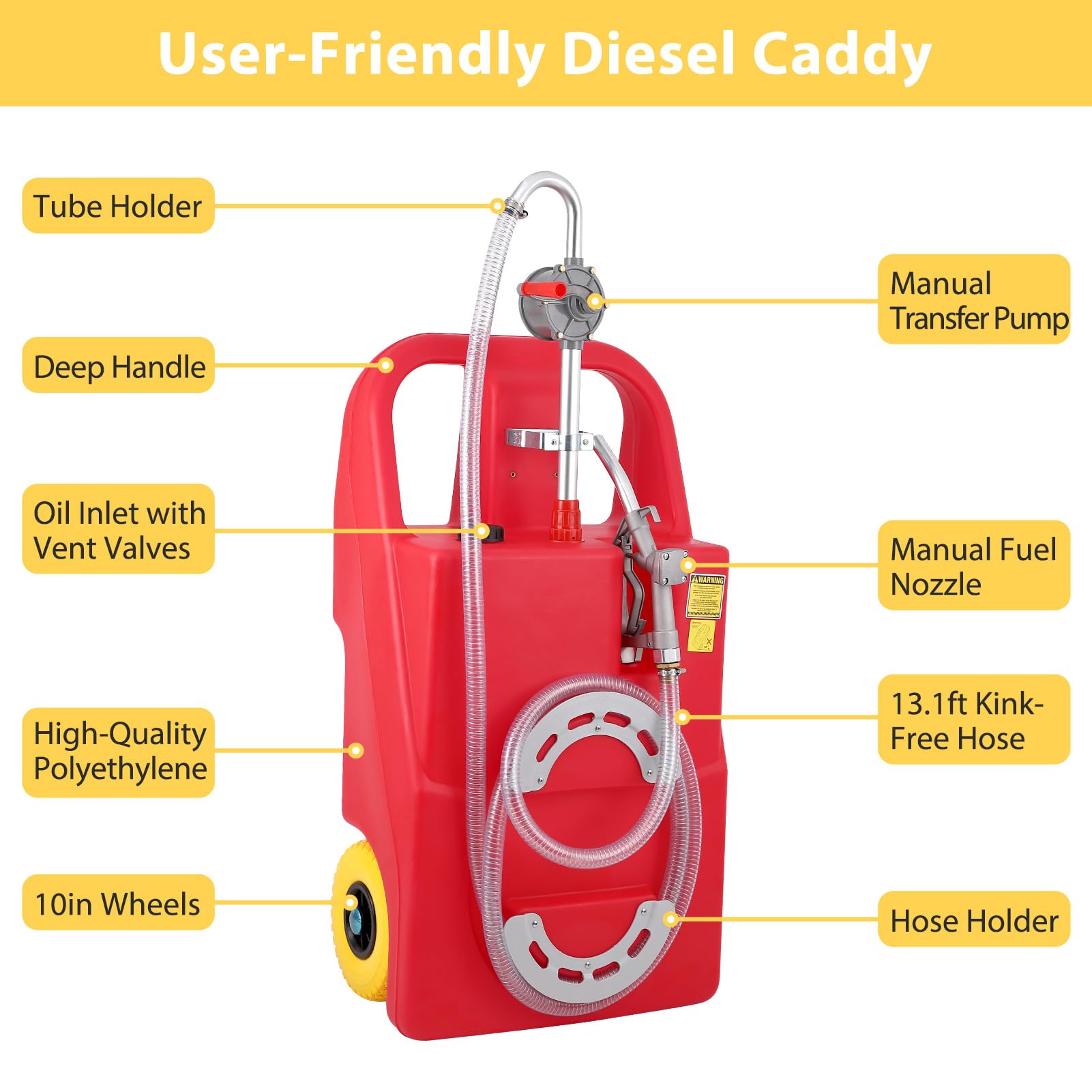 32 Gallon Fuel Caddy w/ Manual Nozzle & Swivel on Wheels