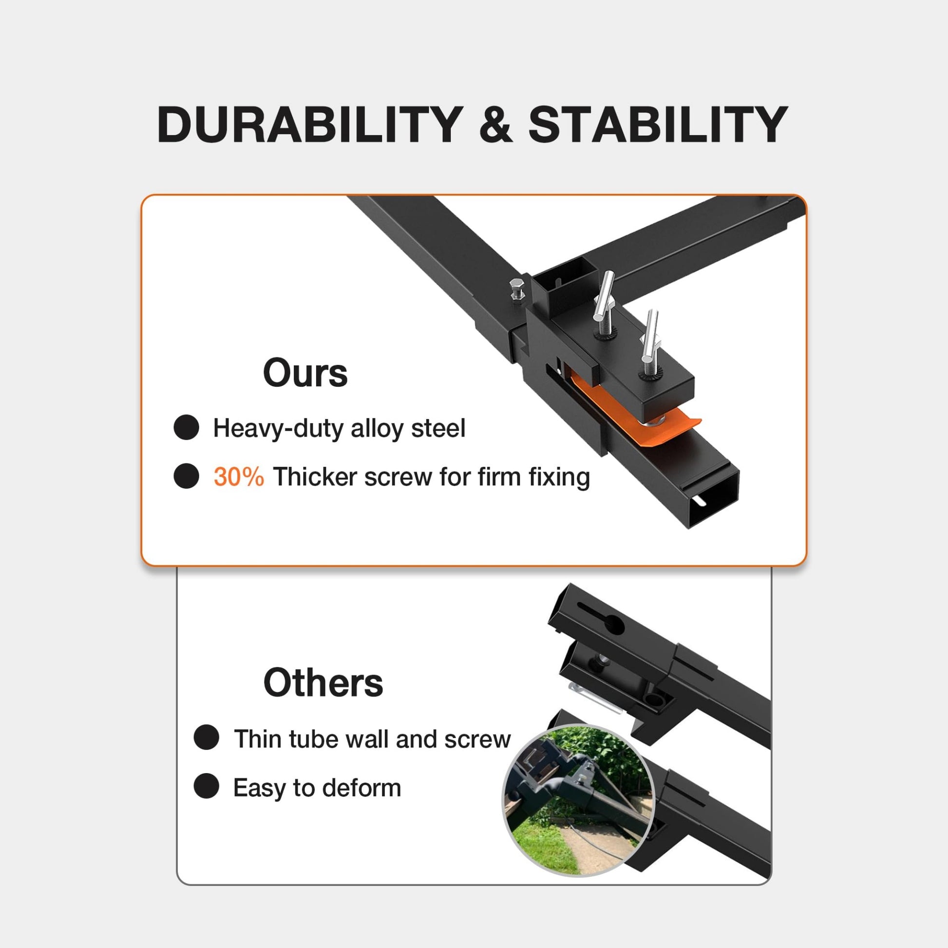 Garvee 60" 4000Lbs Clamp on Pallet Forks, Heavy Duty Bucket Forks with Adjustable Stabilizer Bar (17.7"-34.6") for Tractor Bucket, Skid Steer, Black -with Stabilizer Bar