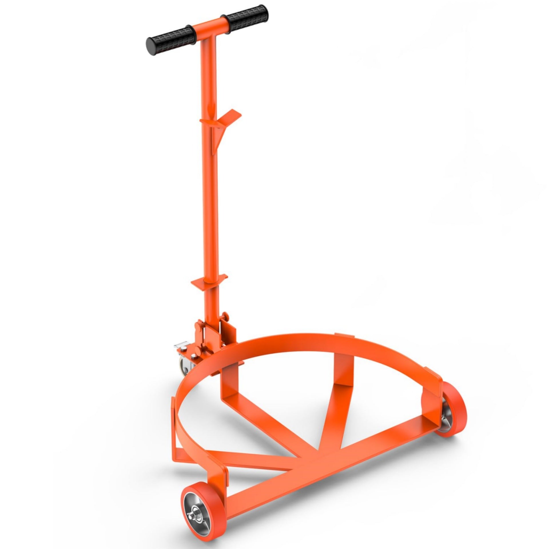 Garvee 55 Gallon Drum Dolly, Heavy Duty Barrel Dolly with 3 Poly-on-Steel Brake Wheels, 1000lbs Capacity Trash Can Dolly with Handle, Steel Frame Dolly Orange